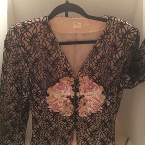 Vintage silk beaded jacket/ shrug